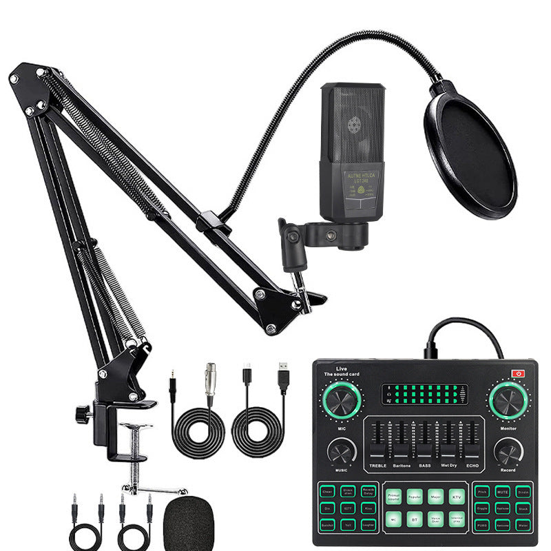 Recording Capacitor Microphone Sound Card Set