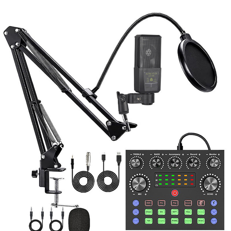 Recording Capacitor Microphone Sound Card Set